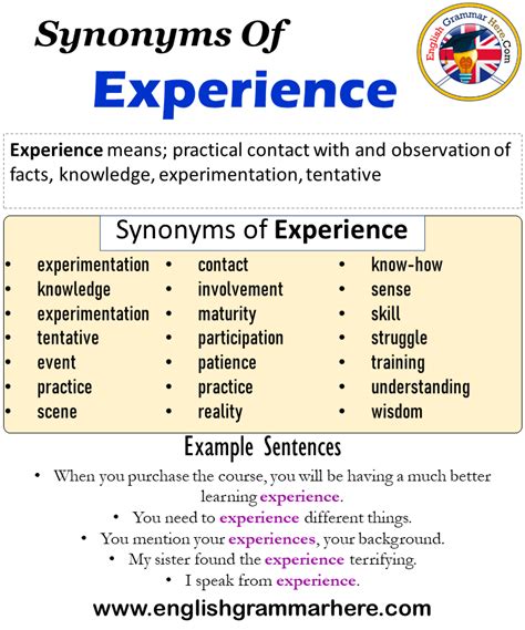 EXPERIENCE Synonyms: 72 Similar and Opposite Words.